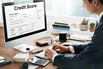 Man checking credit score online