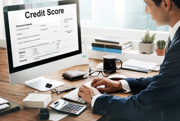 Man checking credit score online